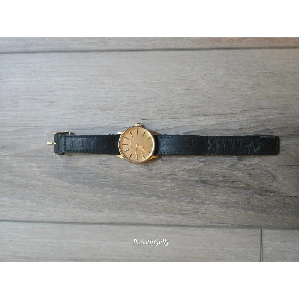 Nixon Sentry 38 Watch Mens Gold Tone Gold Dial Black Leather Minimalist Dress